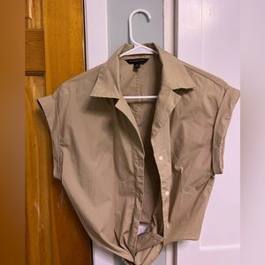 Banana Republic Tie Front cropped top Xs size beige wear once